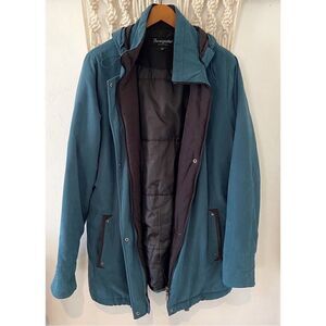 Forecaster of Boston Size Large Windbreaker Coat Jacket Removable Hood Teal